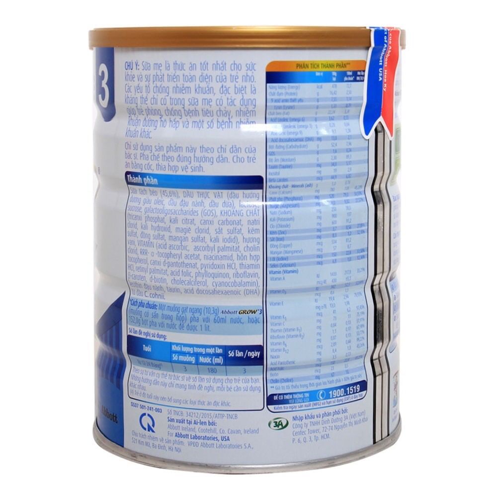 Sữa bột Abbott Grow 2/3 . Lon:900gr. Abbott Hoa kì