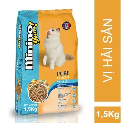 Minino yum seafood 1,5kg - vị hải sản - thức ăn cho mèo mọi lứa tuổi
