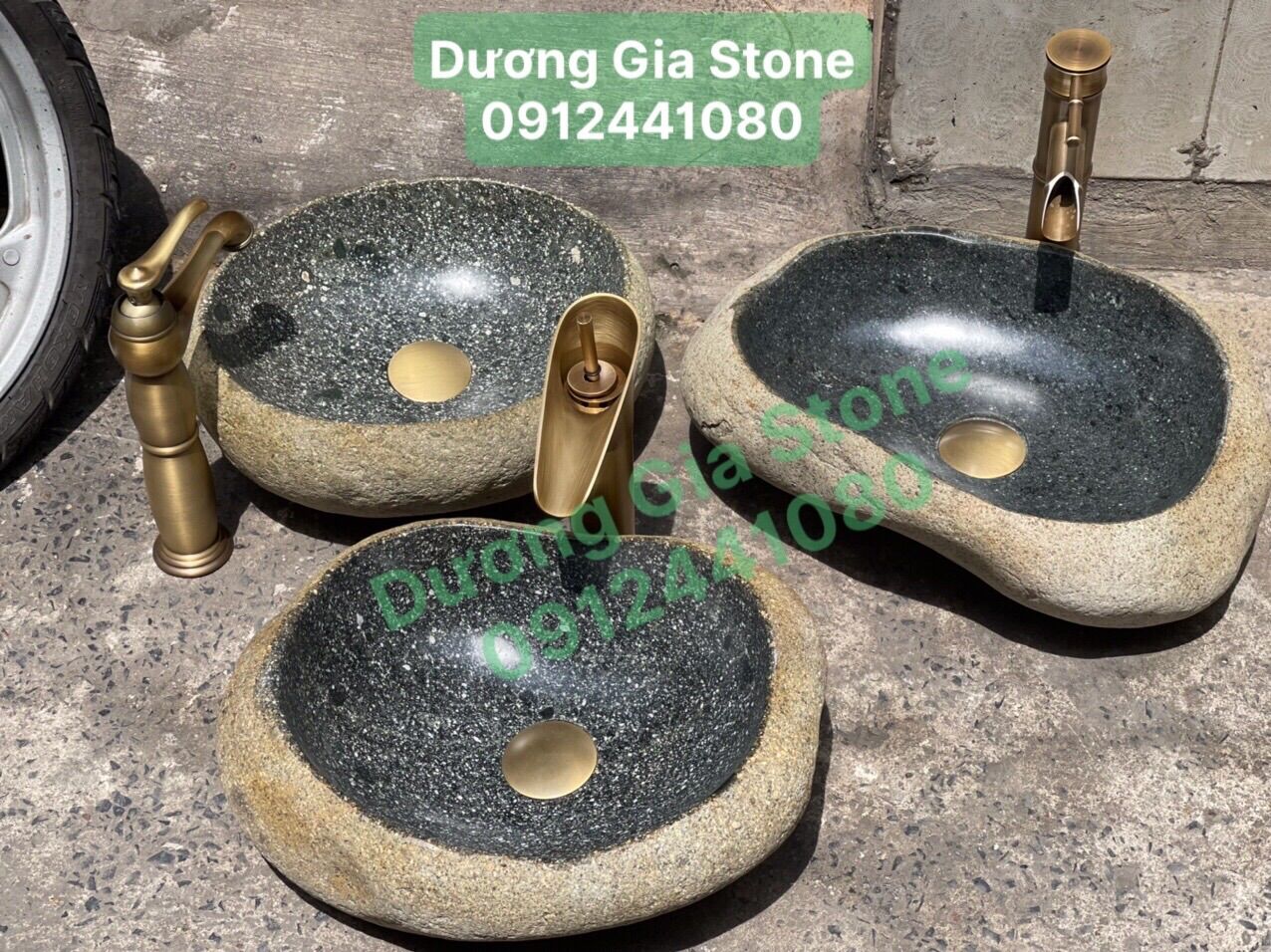 Lavabo đá cuội tự nhiên