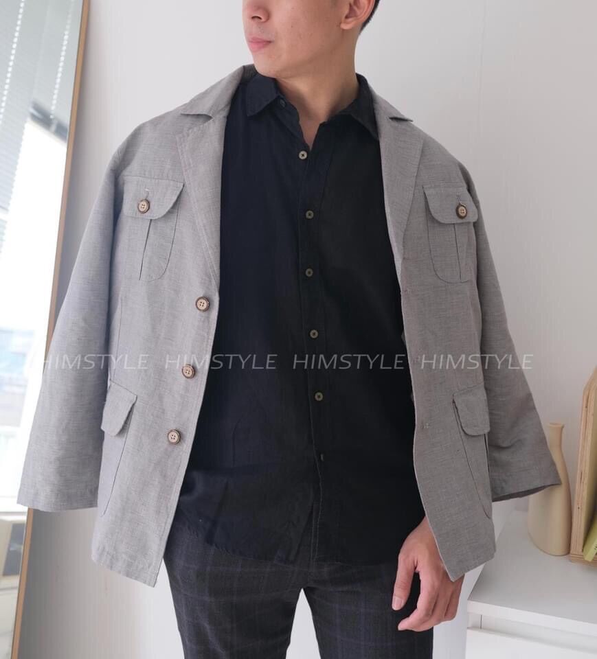 [HIMSTYLE] Áo Khoác Nam Blazer Chất Linen Bố