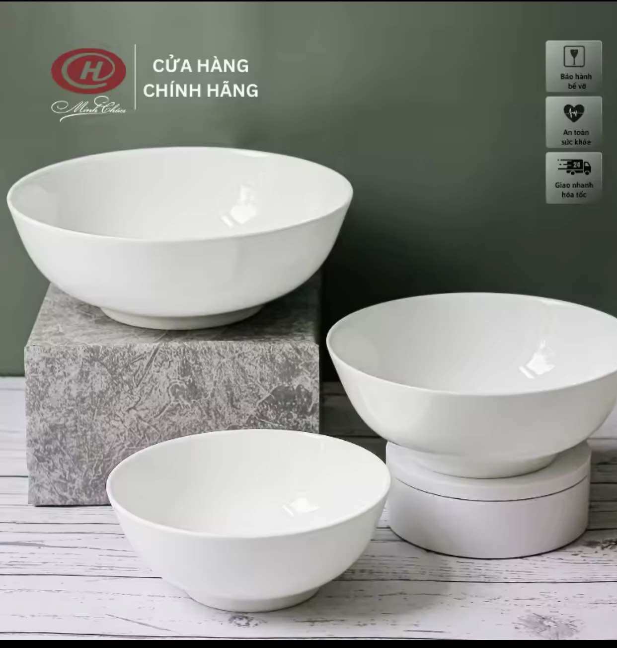 Tô canh trắng trơn cao cấp - Sứ Minh Châu