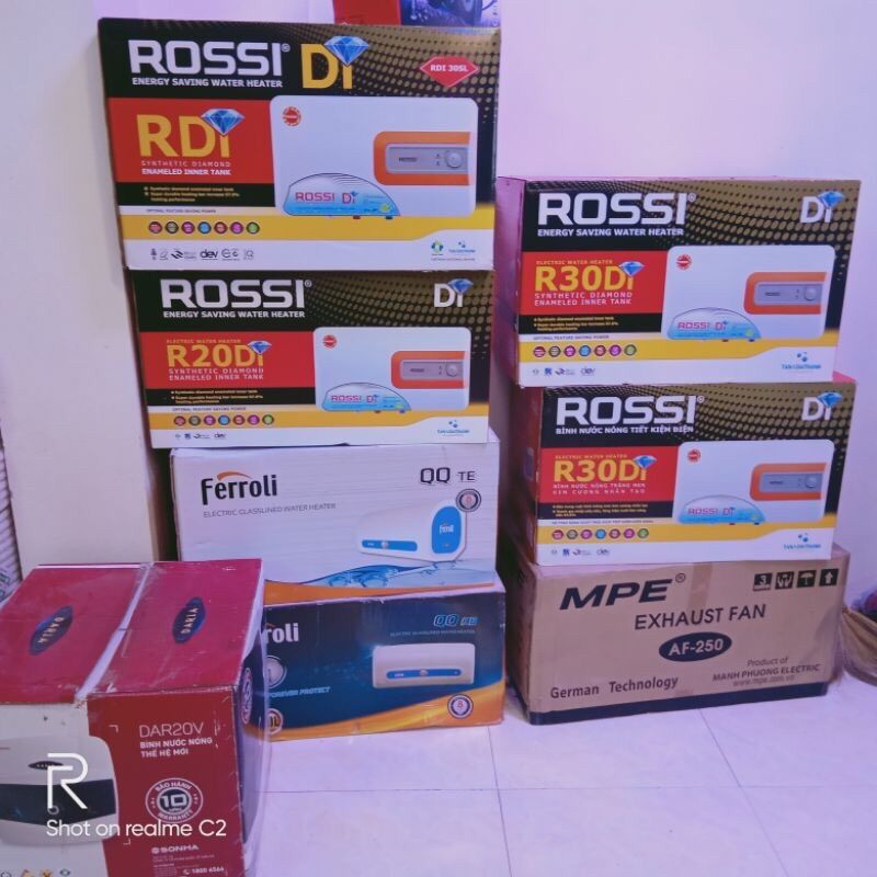 Bình nóng lạnh ROSSi loại 20l(tặng kèm 1đôi dây cấp, kép, băng tan)