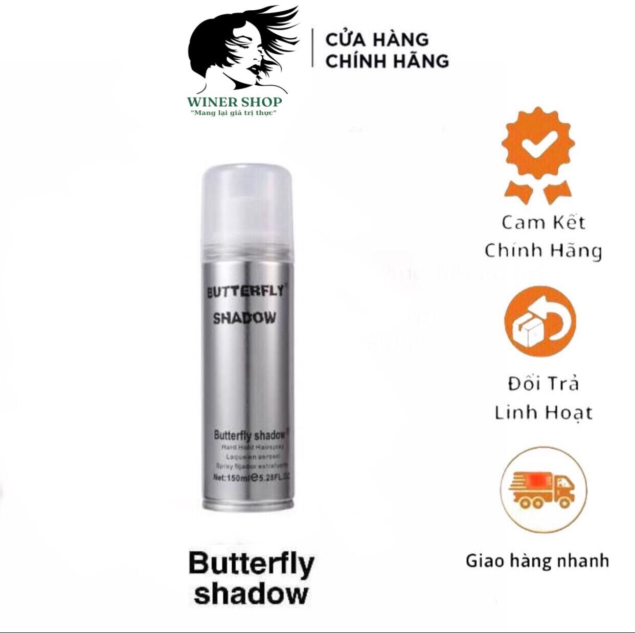 Gôm xịt tóc butterfly shadow tạo kiểu tóc, keo xịt tóc giữ nếp lâu hàng chính hãng loại 1 dung tích 150ml