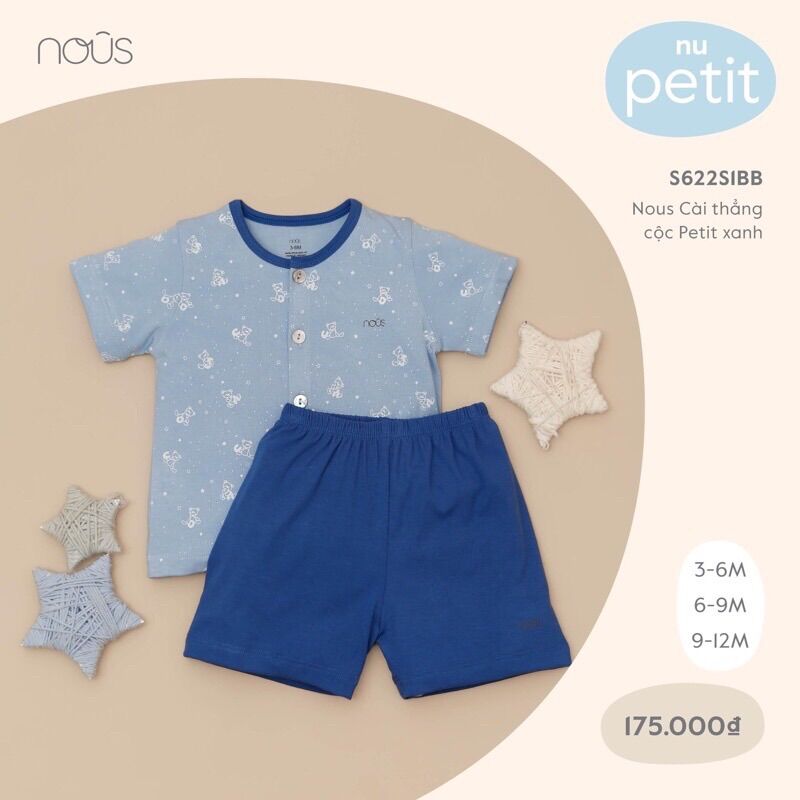 Bộ cộc tay cài giữa nous (6m-12m)