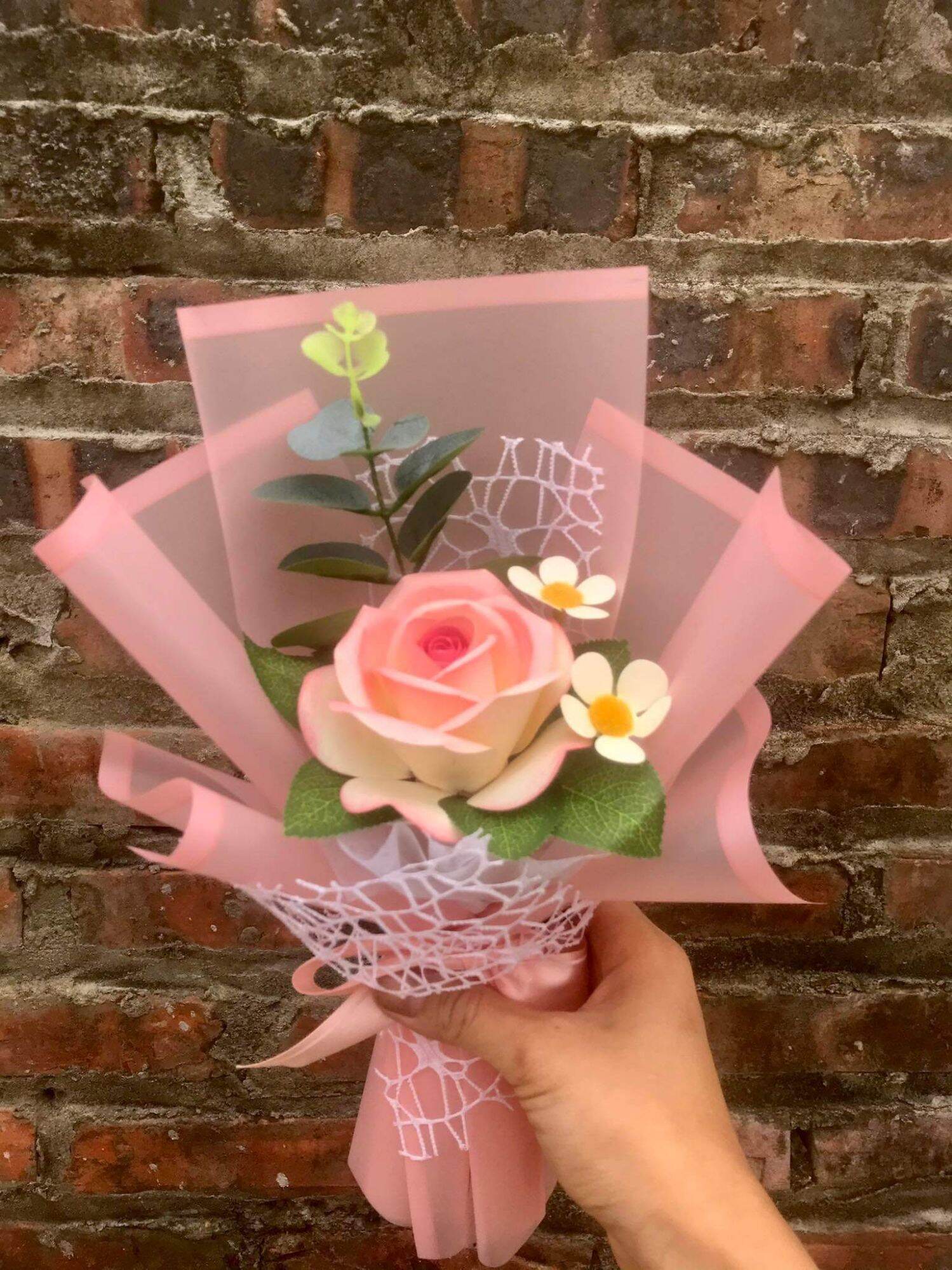 BÓ HOA HỒNG GIẤY HANDMADE 1 BÔNG