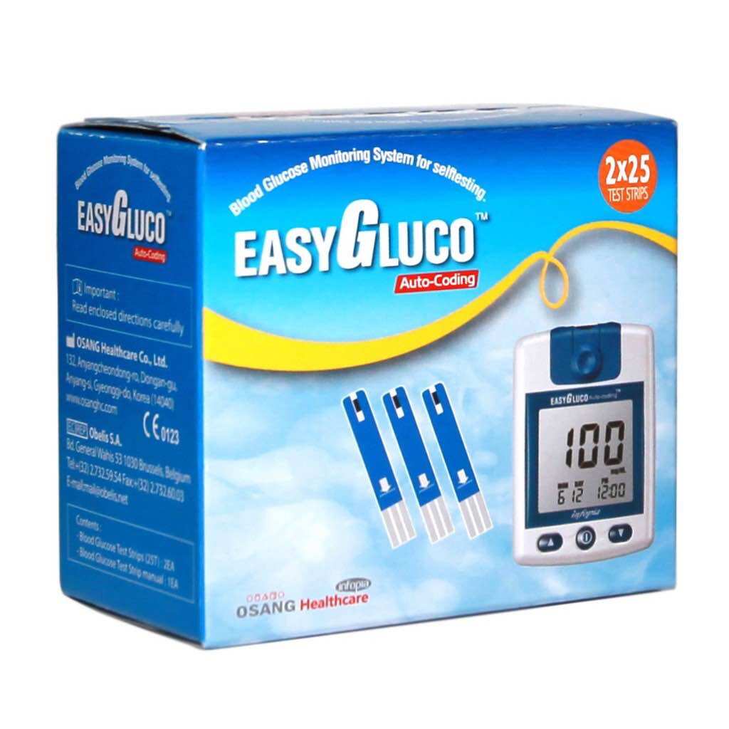 Que thử đường huyết EasyGluco | Easy gluco (lọ 25que - hộp 50que)
