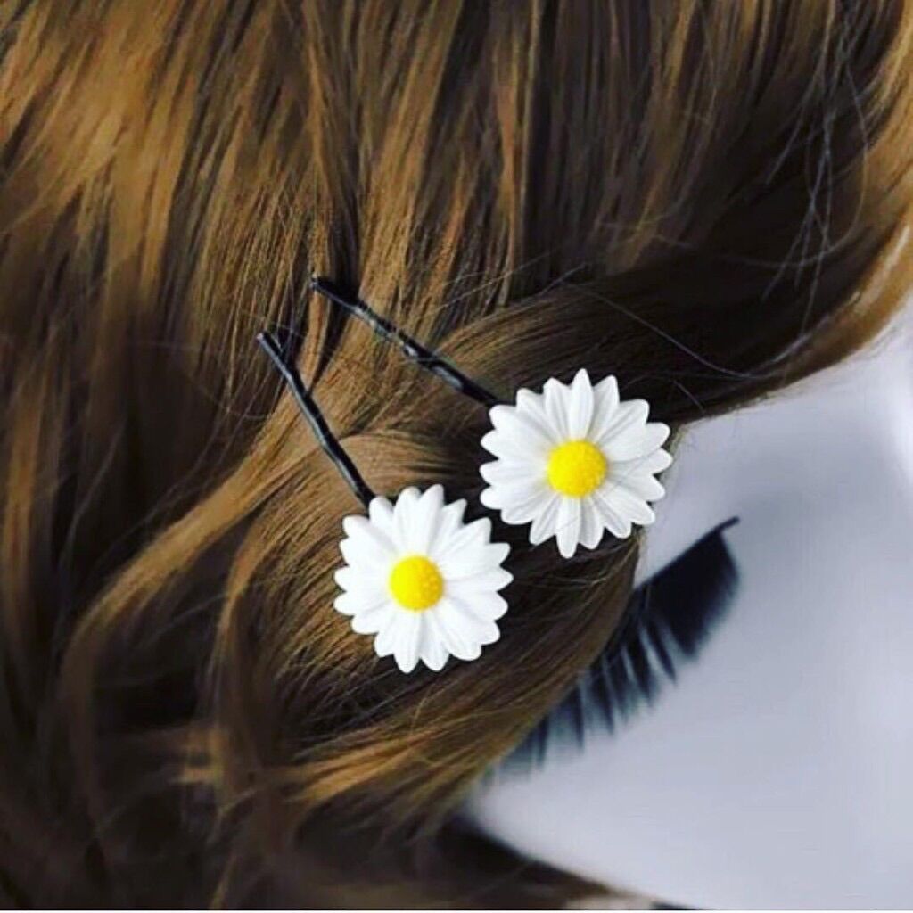 🔥Xả Hàng, Set 10 Kẹp, Cột Tóc Hoa Cúc Nhiều Màu (Kẹp Vịt dài 4cm)