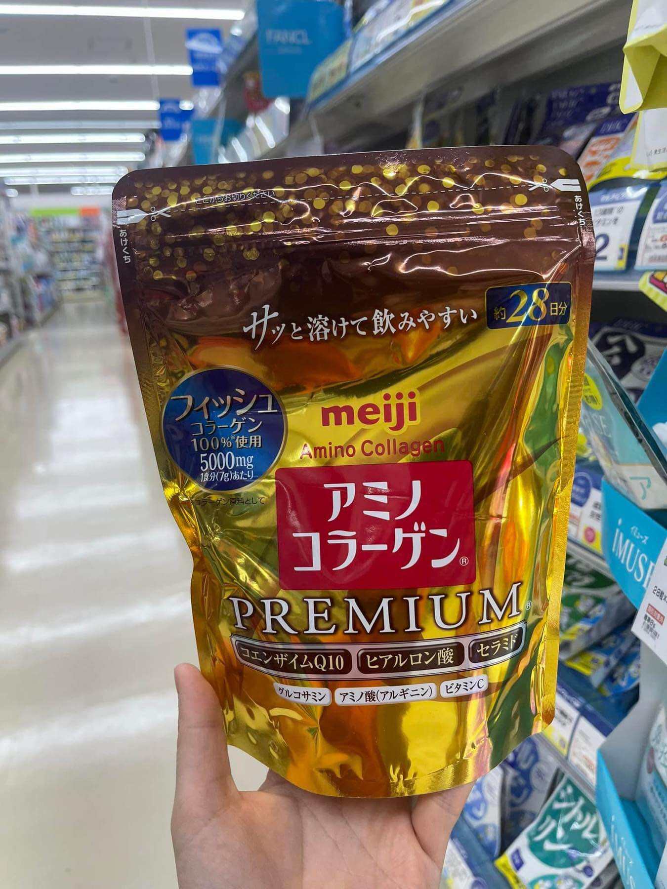 [Date 2026 xa] Bột Collagen Meiji Premium màu vàng Nhật Bản