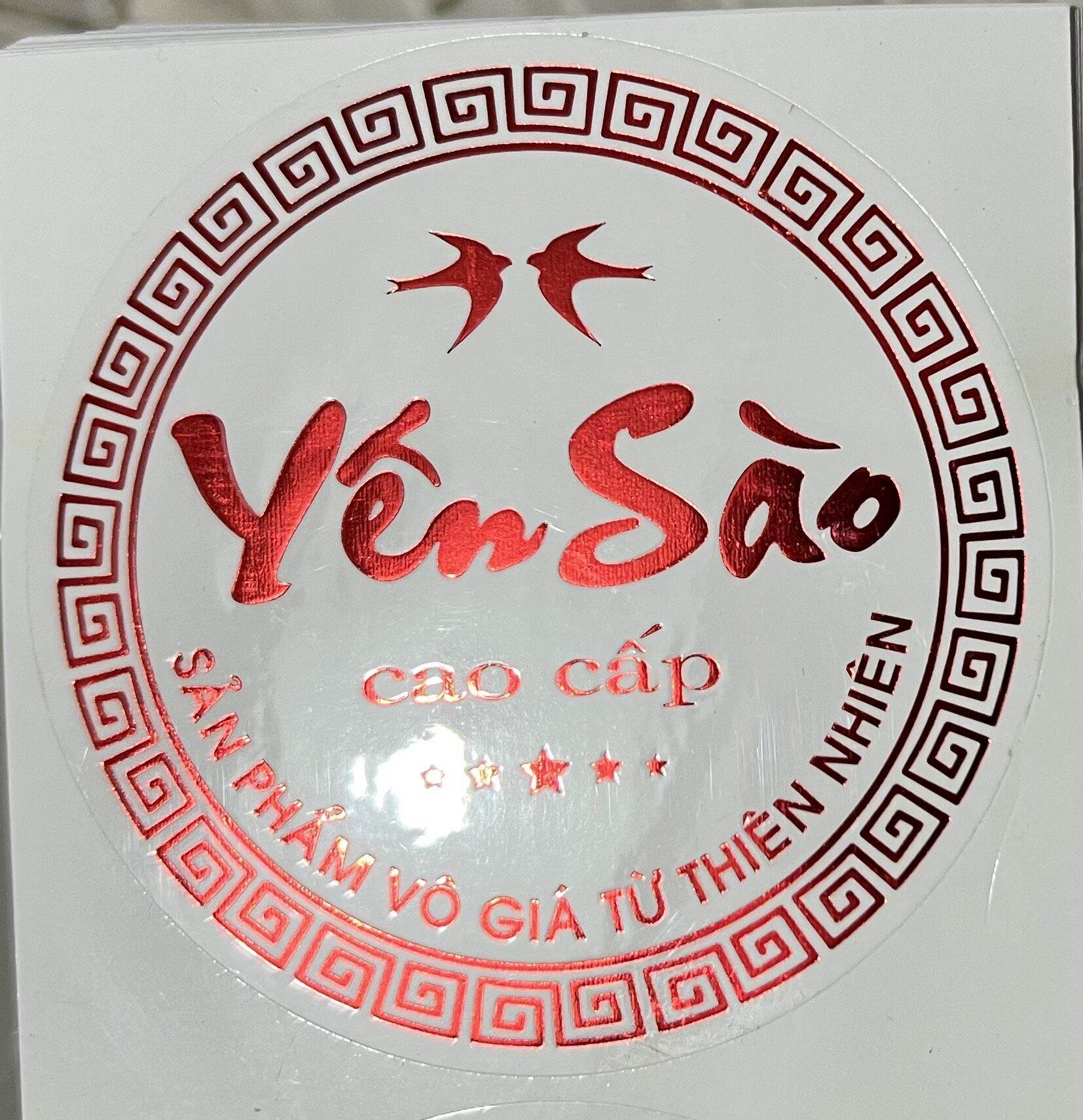 Tem kim trong dán hộp nhựa yến sào