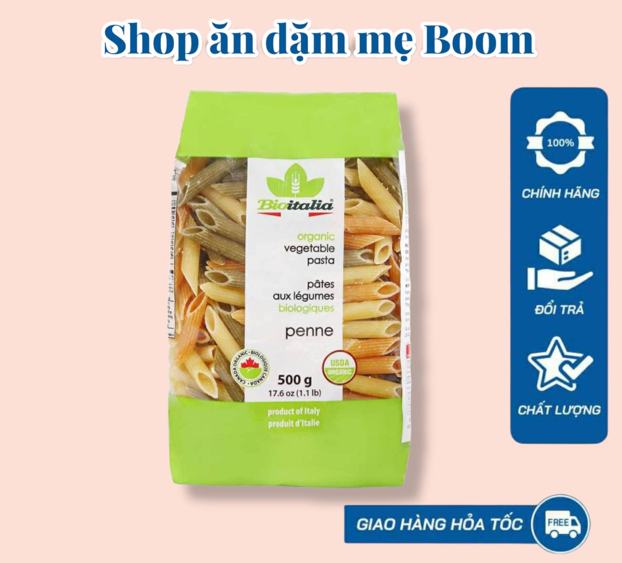 Nui ống xéo rau củ hữu cơ 500g