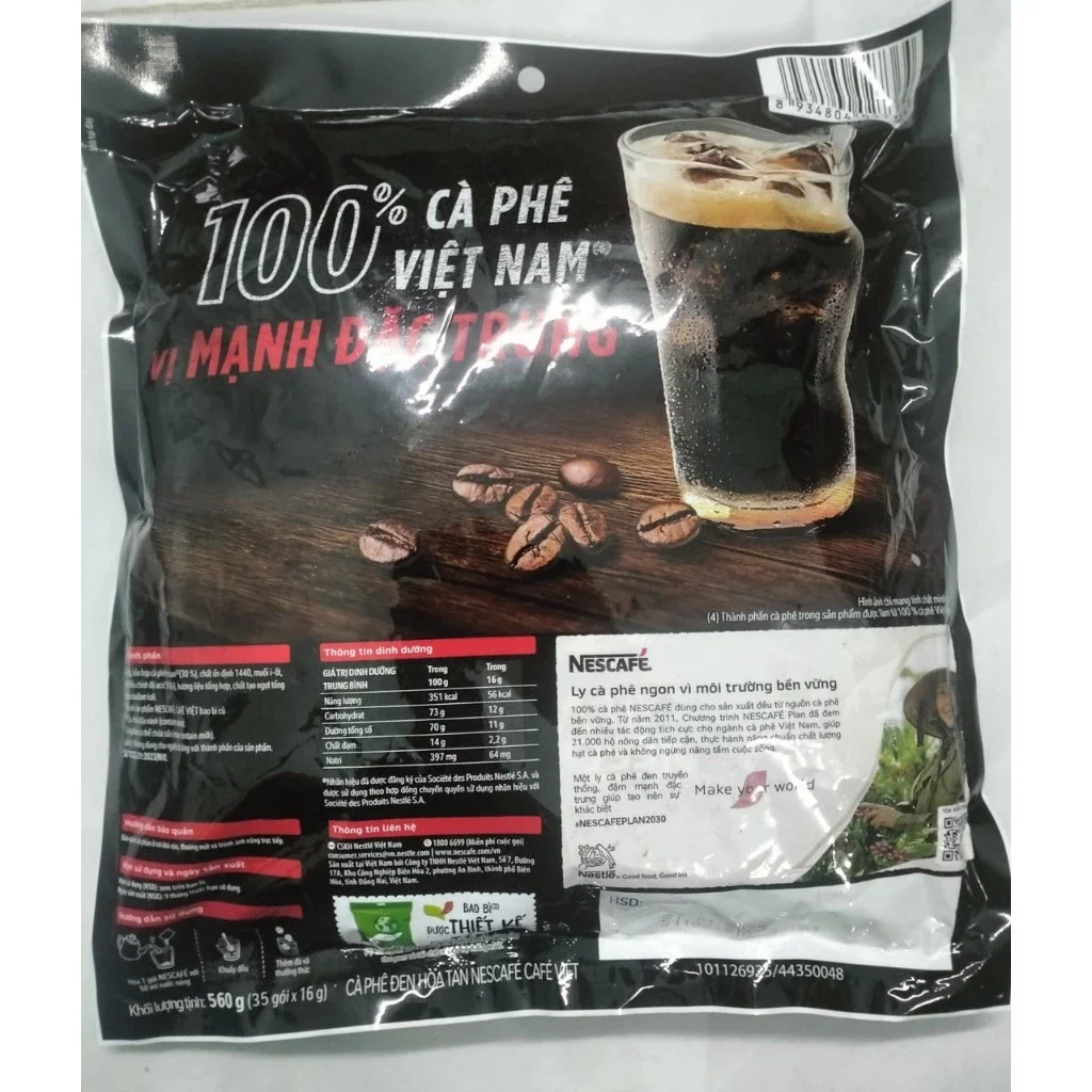 Cà phê đen đá Nescafé Café Việt 560g (35gói x16g)