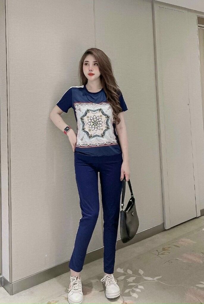 Bộ đồ thể thao nữ in họa tiết 3D cao cấp