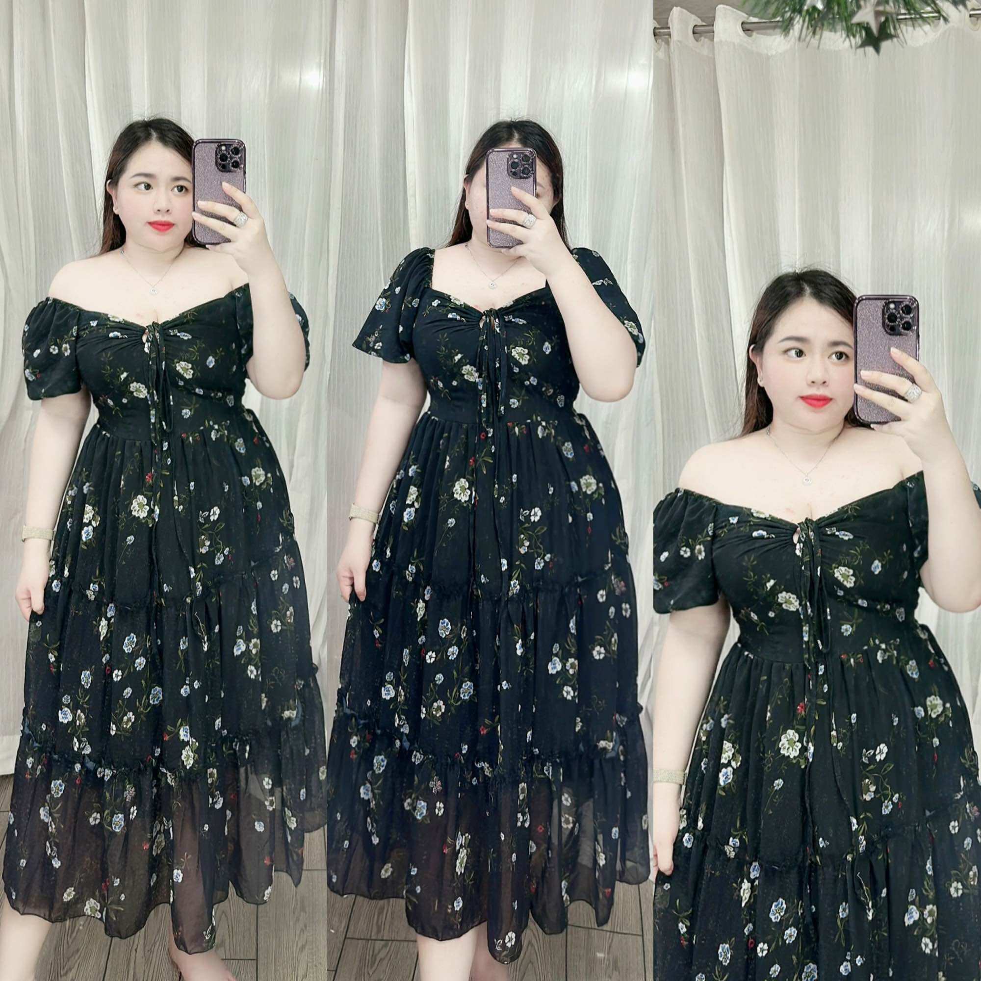 [Bigsize 60-90kg] Đầm maxi tay bí