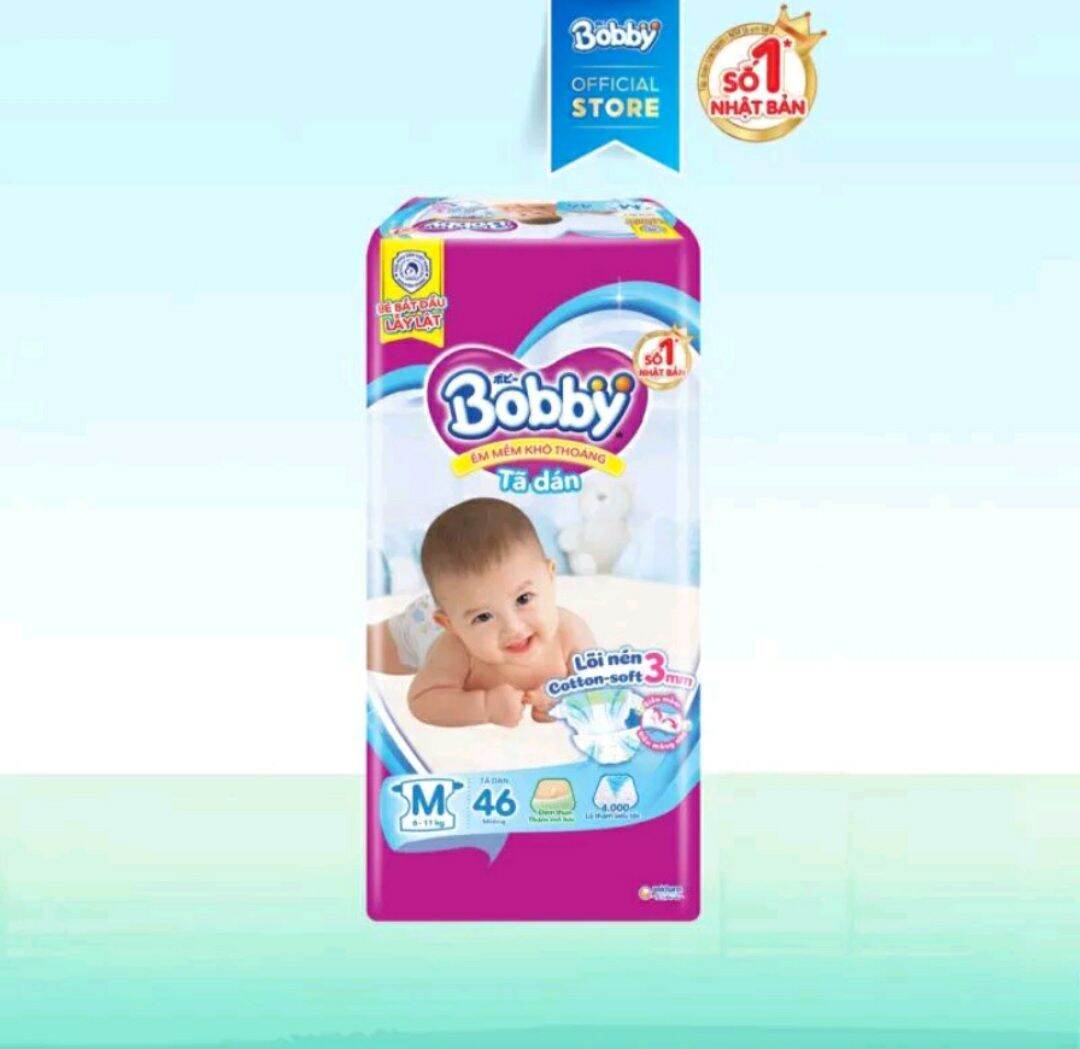 Tã dán Bobby size M 76 miếng, M 46 miếng (6 - 11 kg), L 68 miếng (9-14kg)