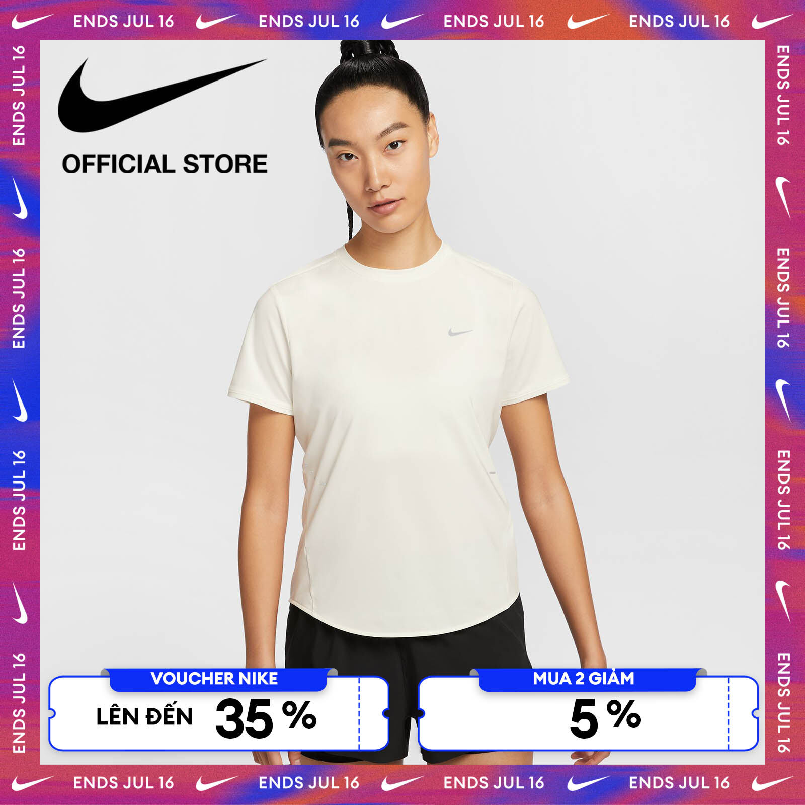 [15-16.07 | VOUCHER ĐẾN 35% + MUA 2 GIẢM 5%] Áo thun Nữ Nike Swift Women's Dri-FIT Short-Sleeve Running Top - WHITE