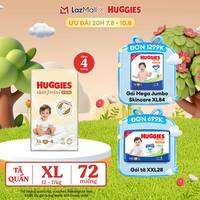 [20h 7-10.8 QUÀ TẶNG ĐH 699K]  Tã quần Huggies Skin Perfect XL Mega Jumbo 72+4 miếng với 2 vùng thấm giảm kích ứng da