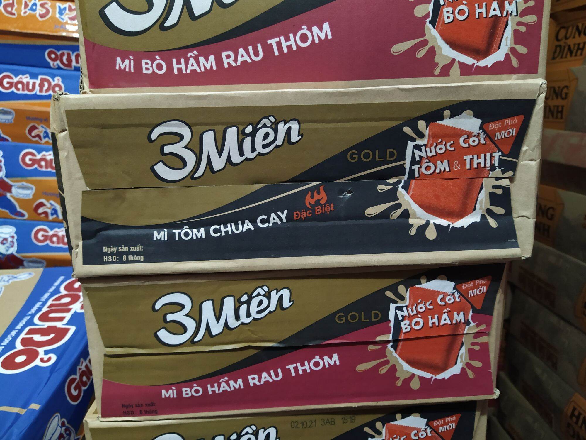 Thùng mì 3 Miền Gold 30gói x 75g