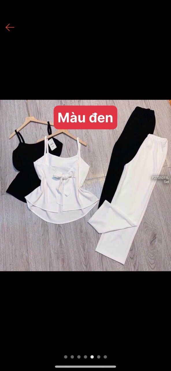 SET 2 DÂY ÁO DÂY BUỘT NƠ LƯNG QUẦN ỐNG RỘNG SIÊU SANG SIÊU XINH M78