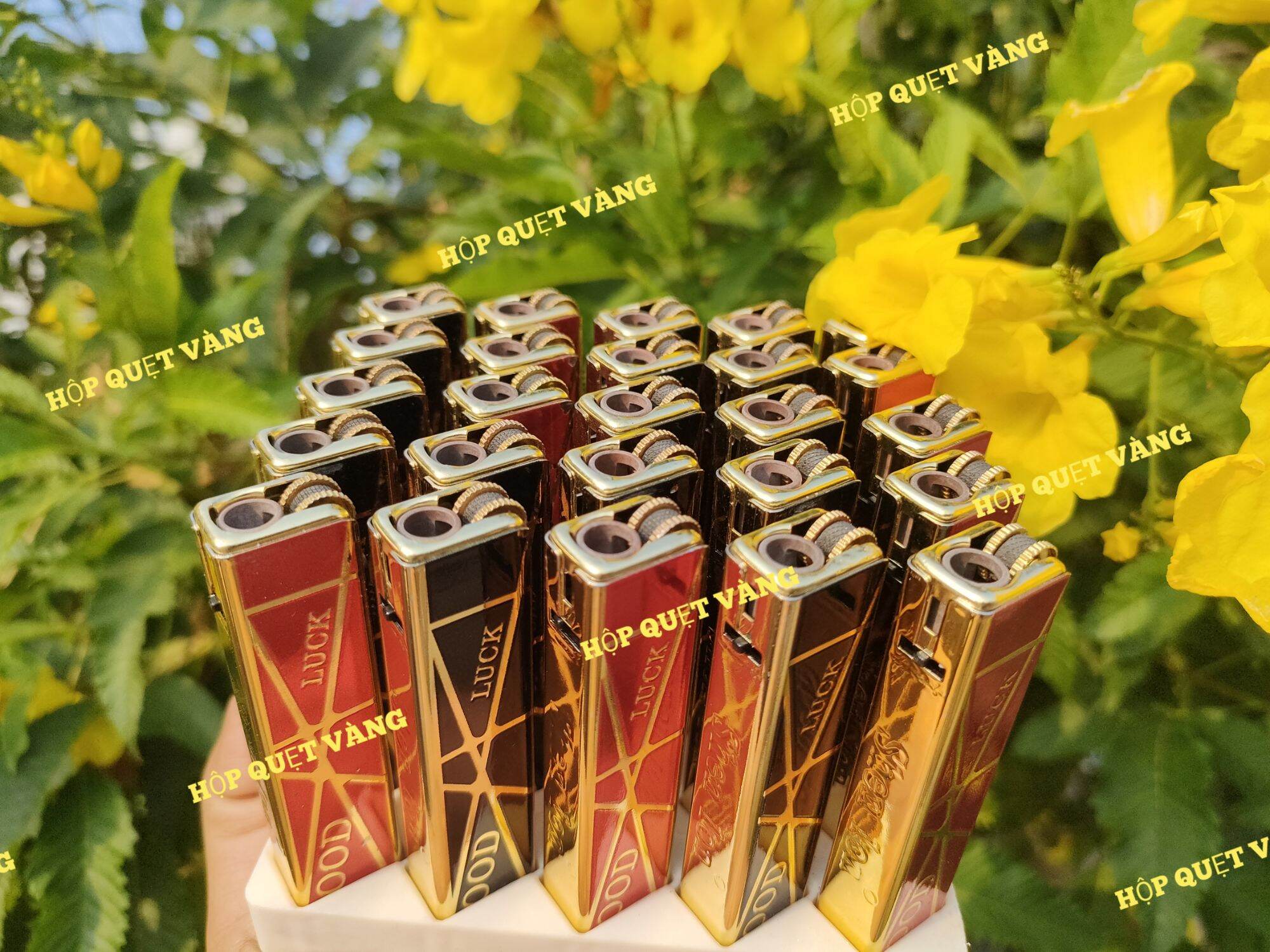 Combo 5 cái Hột quẹt , Bật lửa tia xanh có khóa đứng lửa GOOD LUCK