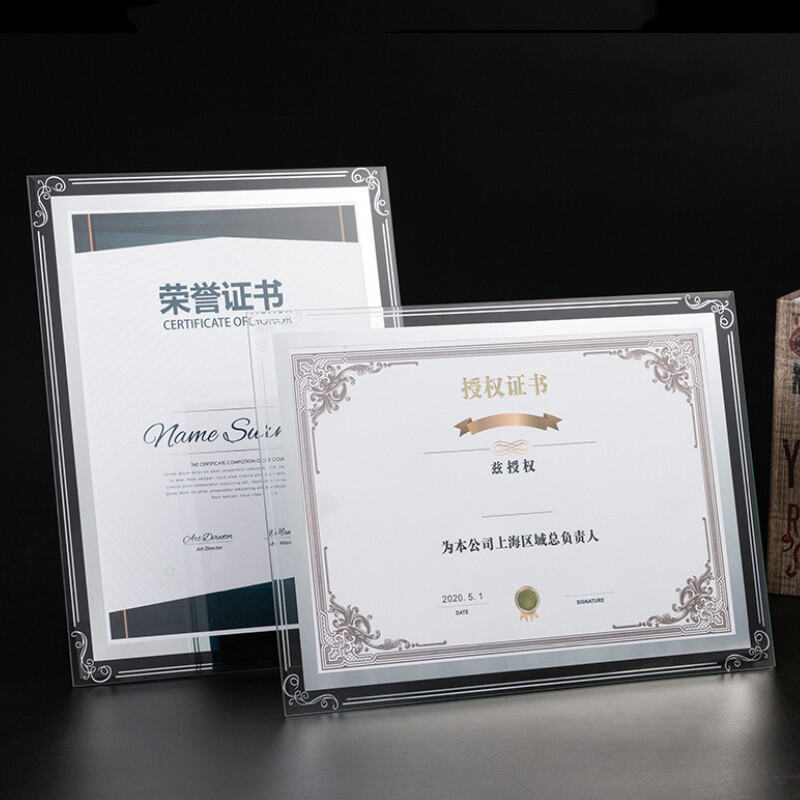 Khung Ảnh Pha Lê A4 Khung Giấy Chứng Nhận Thủy Tinh A5 Trong Suốt Để Bàn Khung Giấy Chứng Nhận Danh Dự Ủy Quyền Khung Khung Giấy Chứng Nhận Trưng Bày Bằng Khen Treo Tường