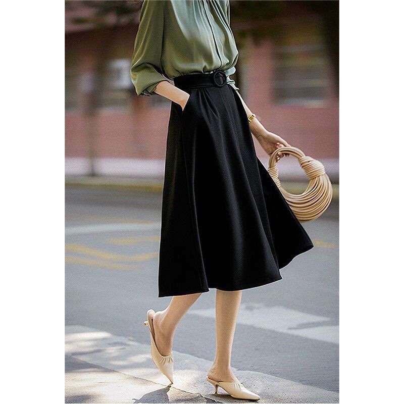 Chân Váy Xoè Midi Công Sở Kèm Belt