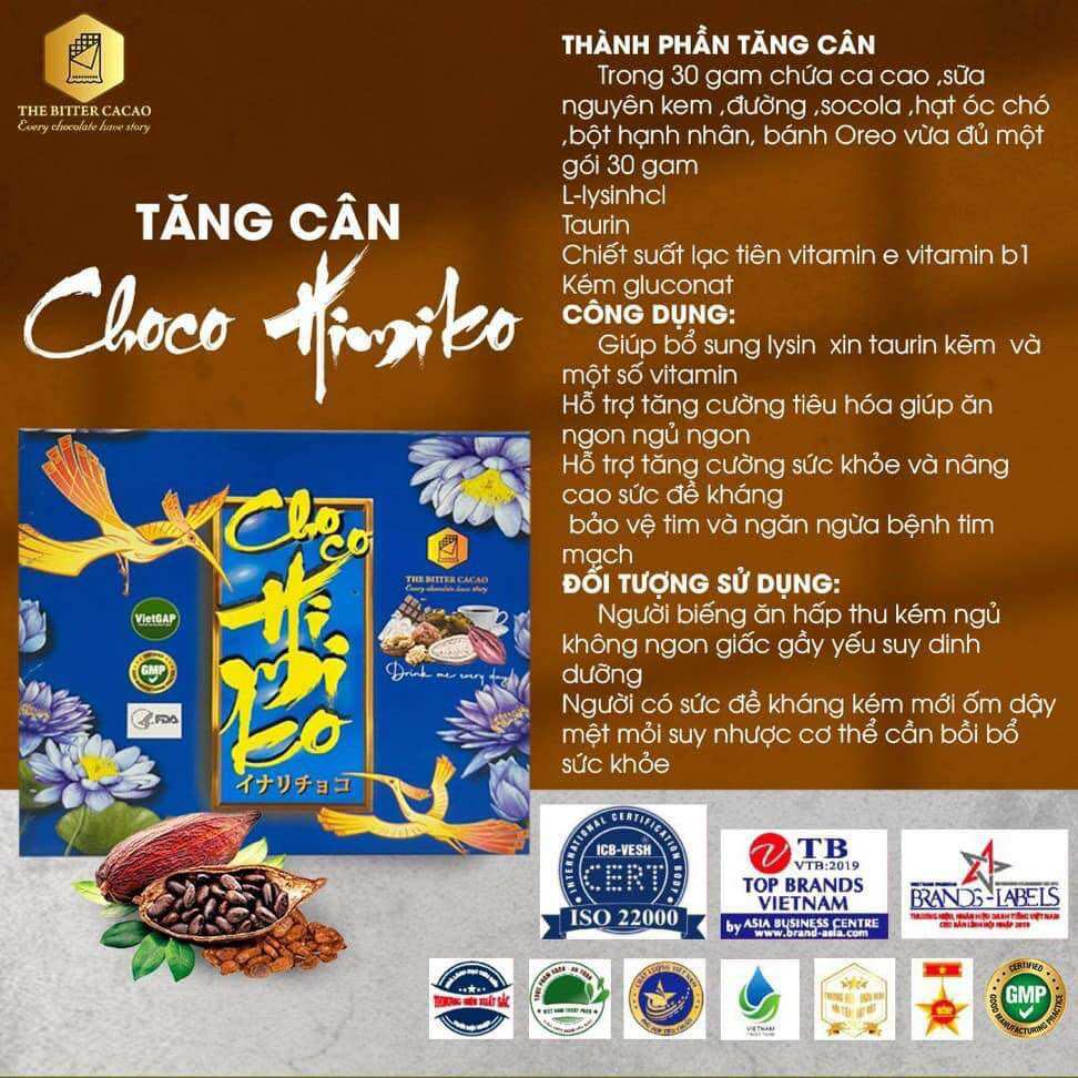 (Mau moi)Cacao tăng cân Choco Himiko hộp 20 gói