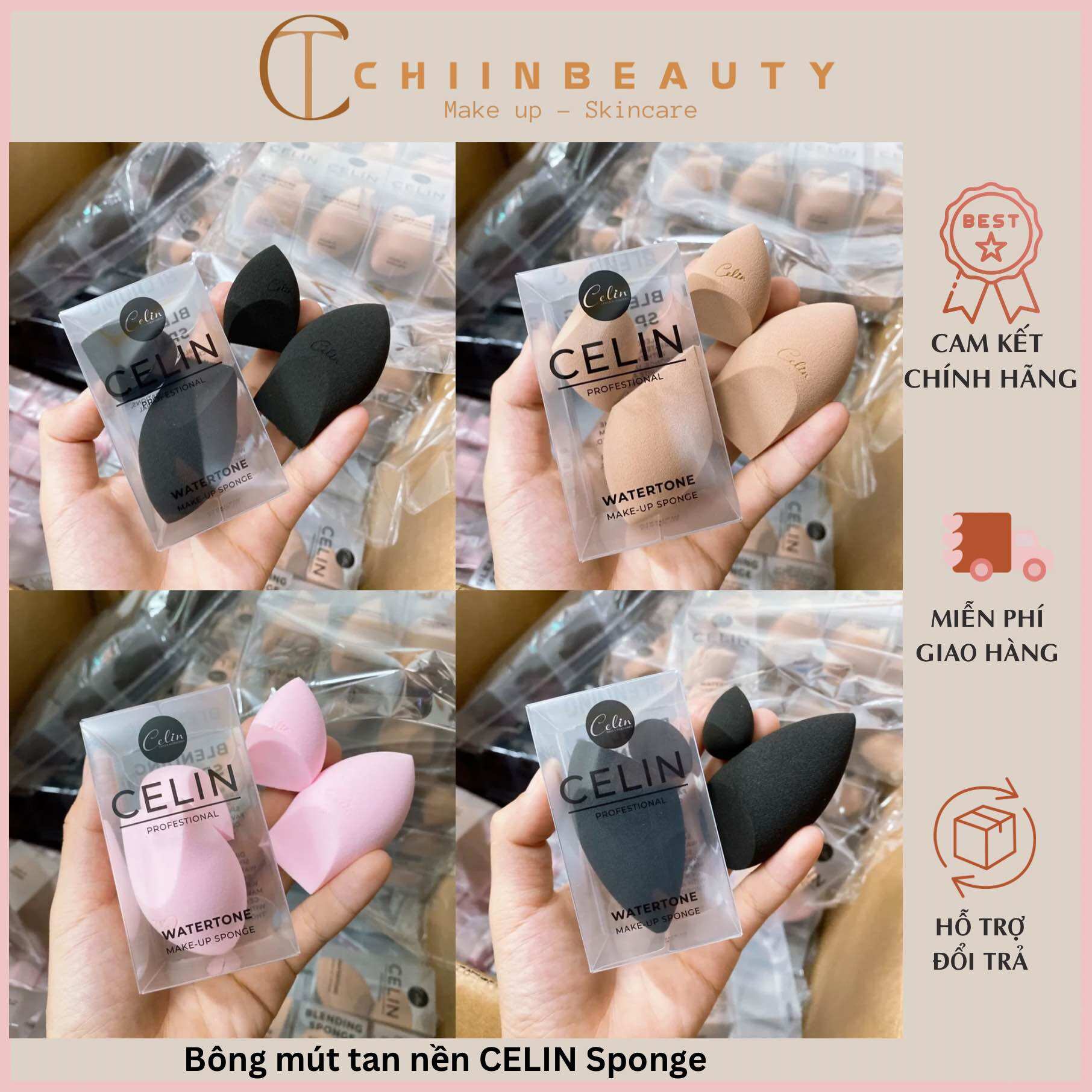 Set 2 Bông mút đánh kem nền CELIN Sponge tán nền siêu đẹp