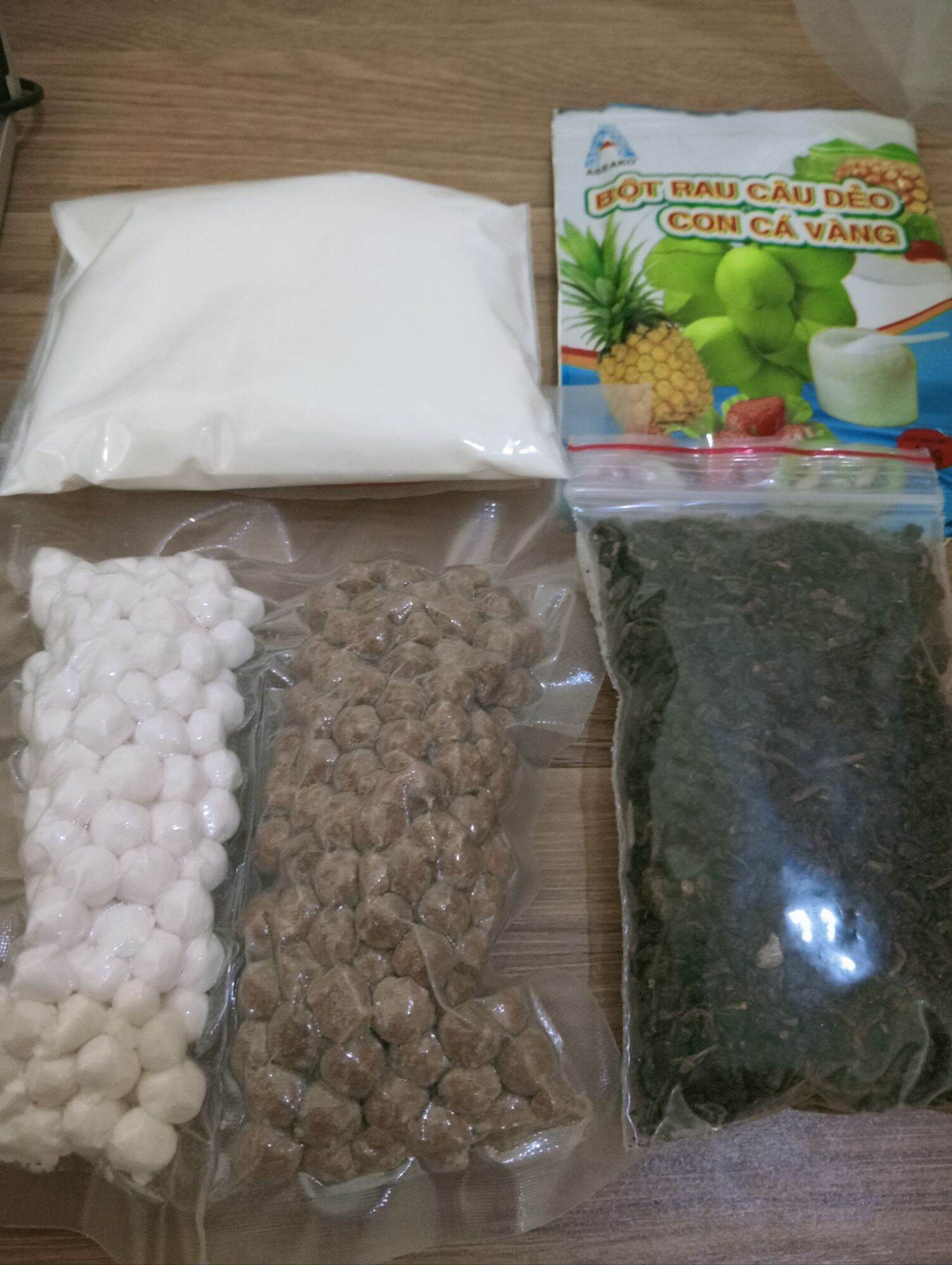 set Nguyên Liệu Pha Trà Sữa Nấu 10-12 ly full topping
