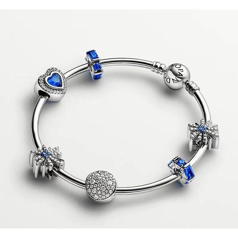 HẠT CHARM PAN ALE TIM XANH VIỀN ĐÁ BẠC S925
