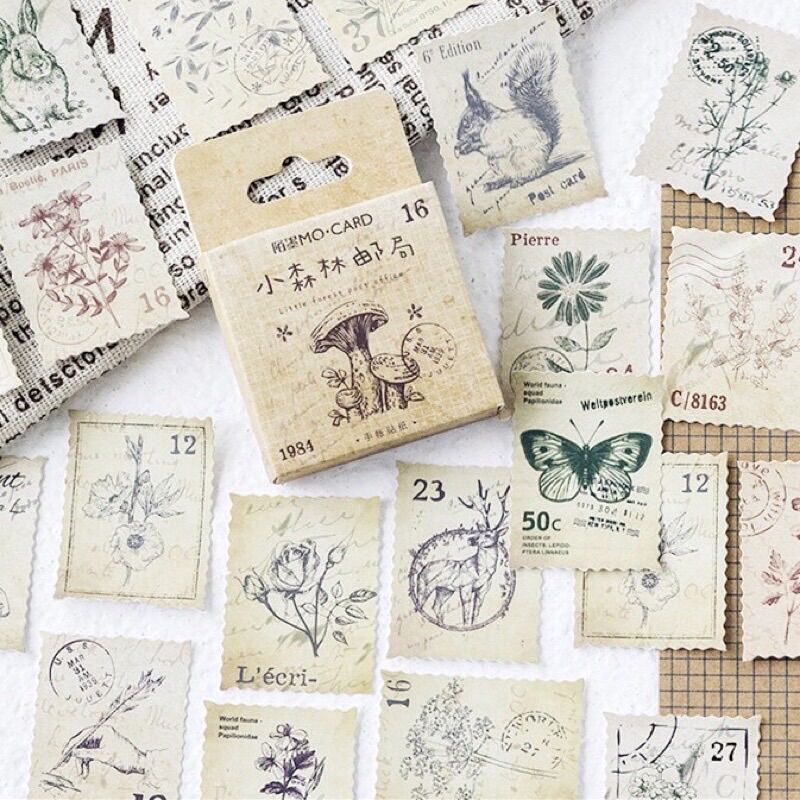 Set 46 sticker vintage tem thư