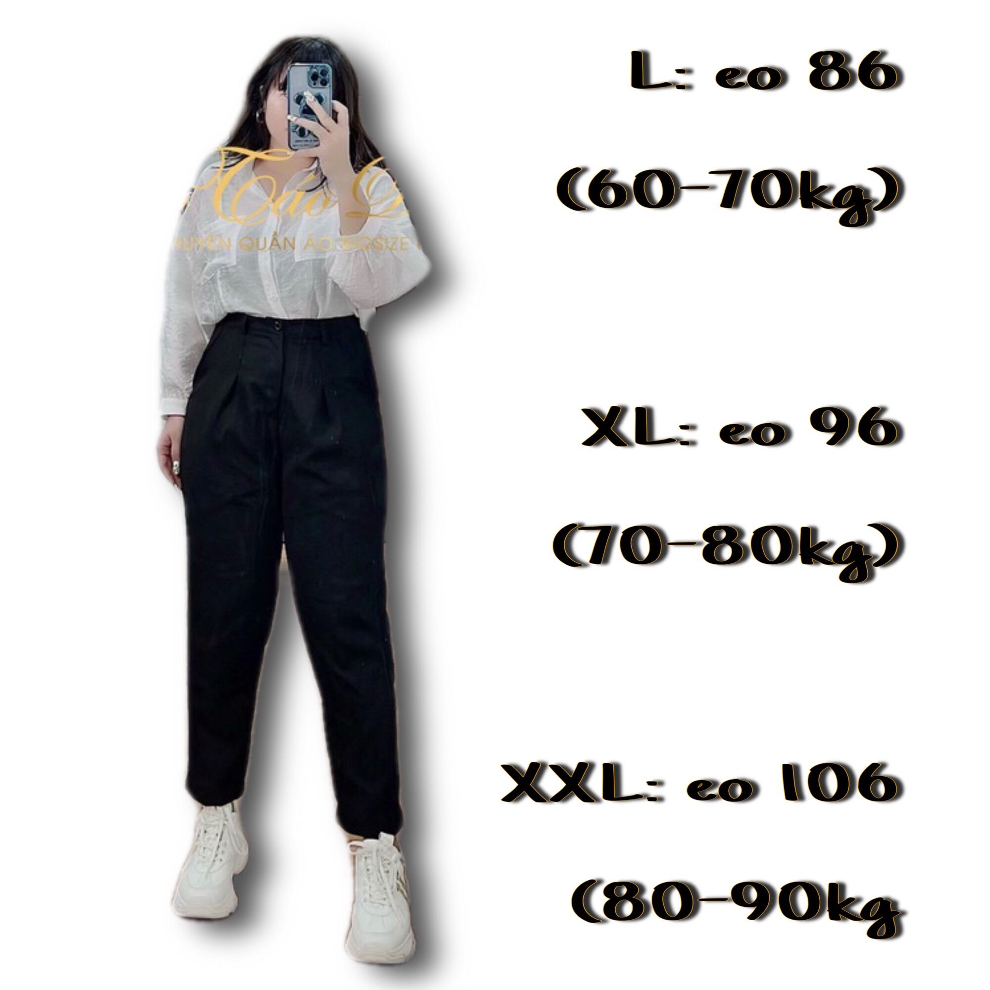 (Shop Táo Đỏ Bigsize 60kg-90KG) BAGGY TÂY LƯNG CẠP CAO ỐNG ĐỨNG mặc đi chơi đi tiệc công sở