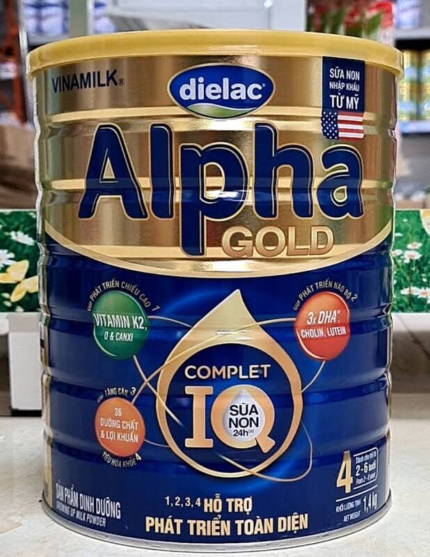 [HCM]Sữa bột Dielac Alpha Gold 4 lon 1400g (mẫu mới)