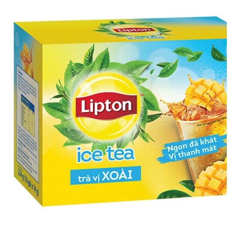 Lipton hoà tan chanh- đào- xoài hộp 16 gói