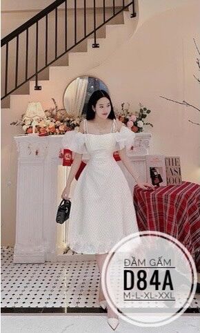 50-90kg Bigsize Đầm gấm tay bồng D84A