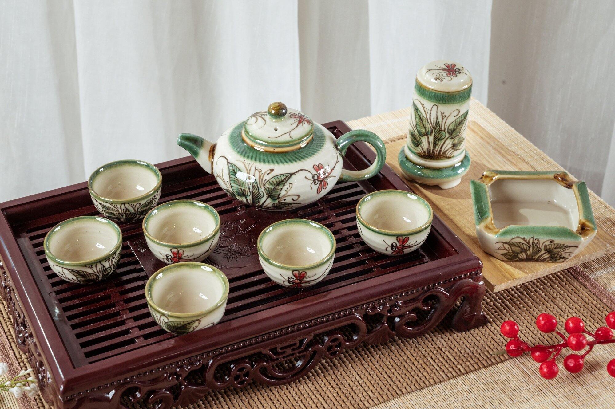 ẤM CHÉN PHA TRÀ BÁT TRÀNG BỘ ẤM TRÀ GỐM SỨ BÁT TRÀNG