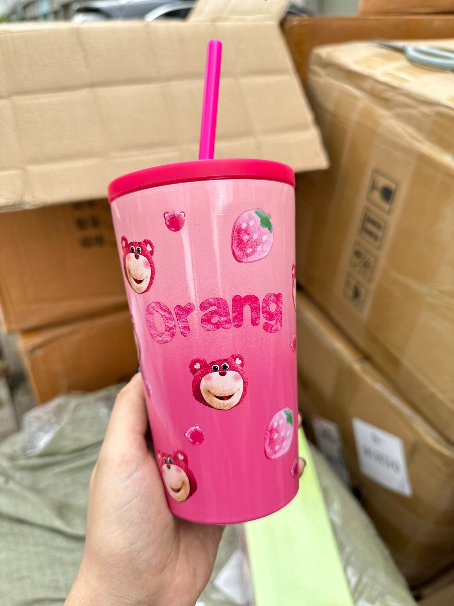 Ly giữ nhiệt gấu dâu losto 500ml