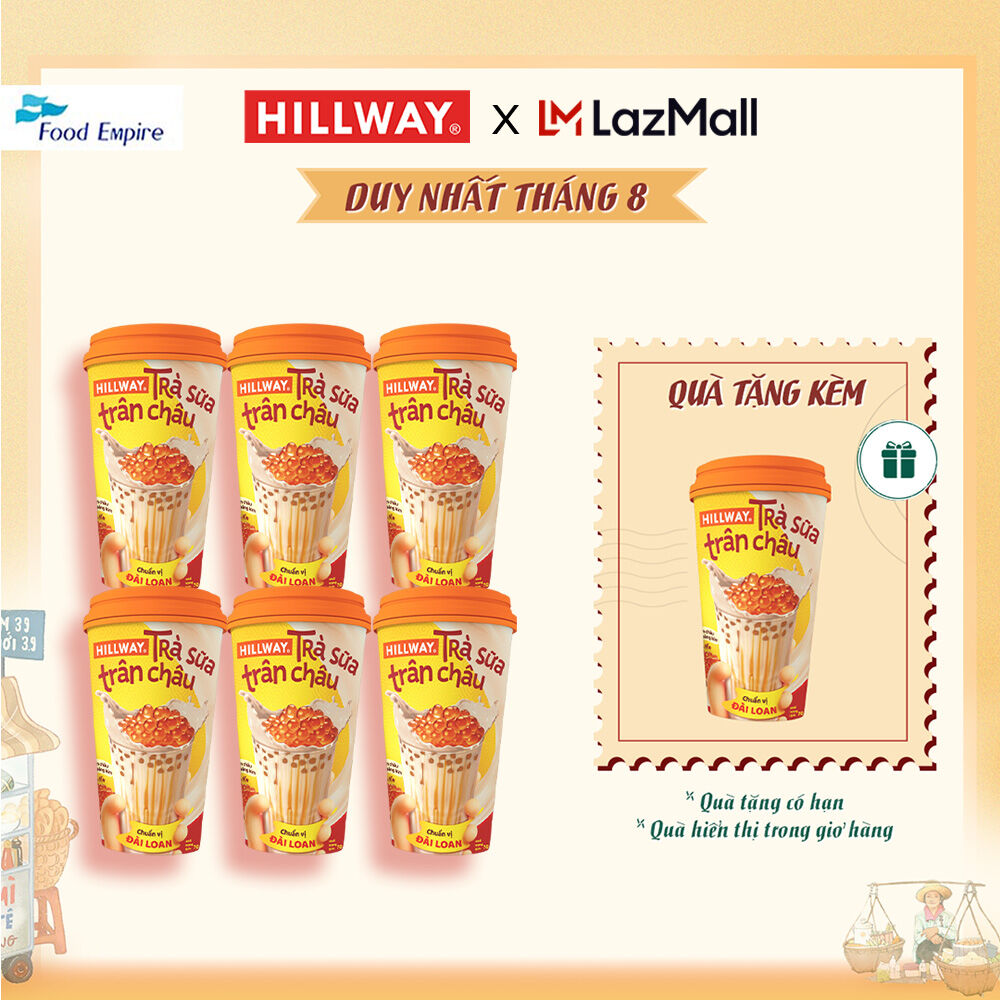 Combo 6 trà sữa trân châu hoàng kim hillway dạng ly - chuẩn vị đài loan size l
