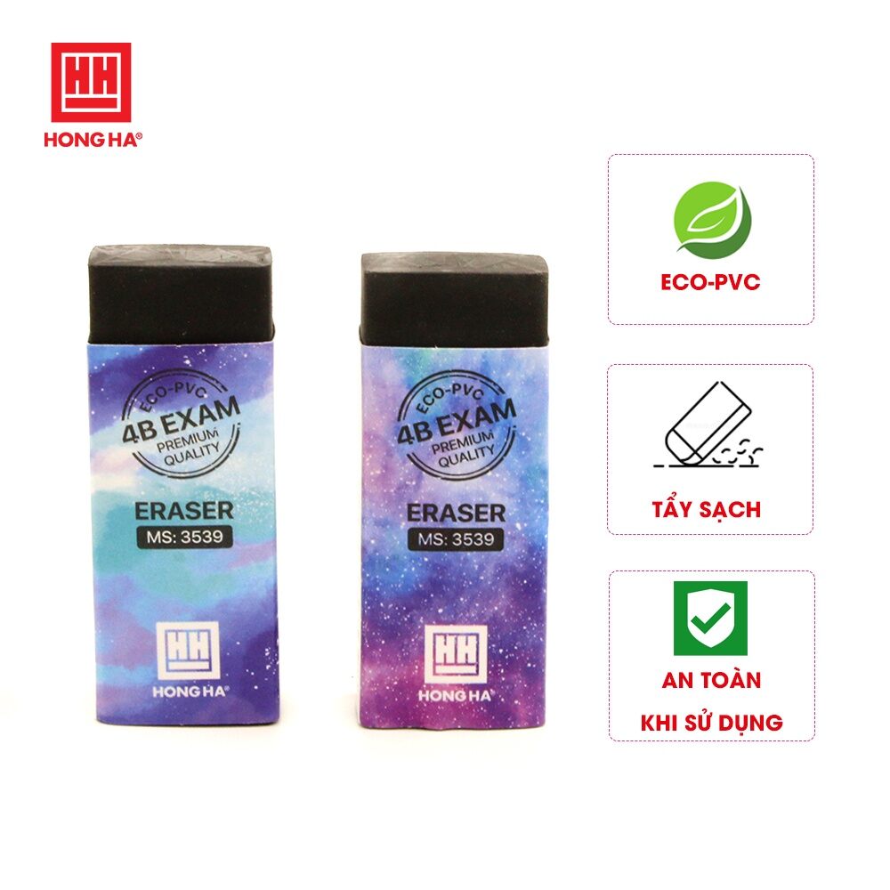 Combo 4 cục gôm tẩy bút chì đen 4b exam e03 hồng hà