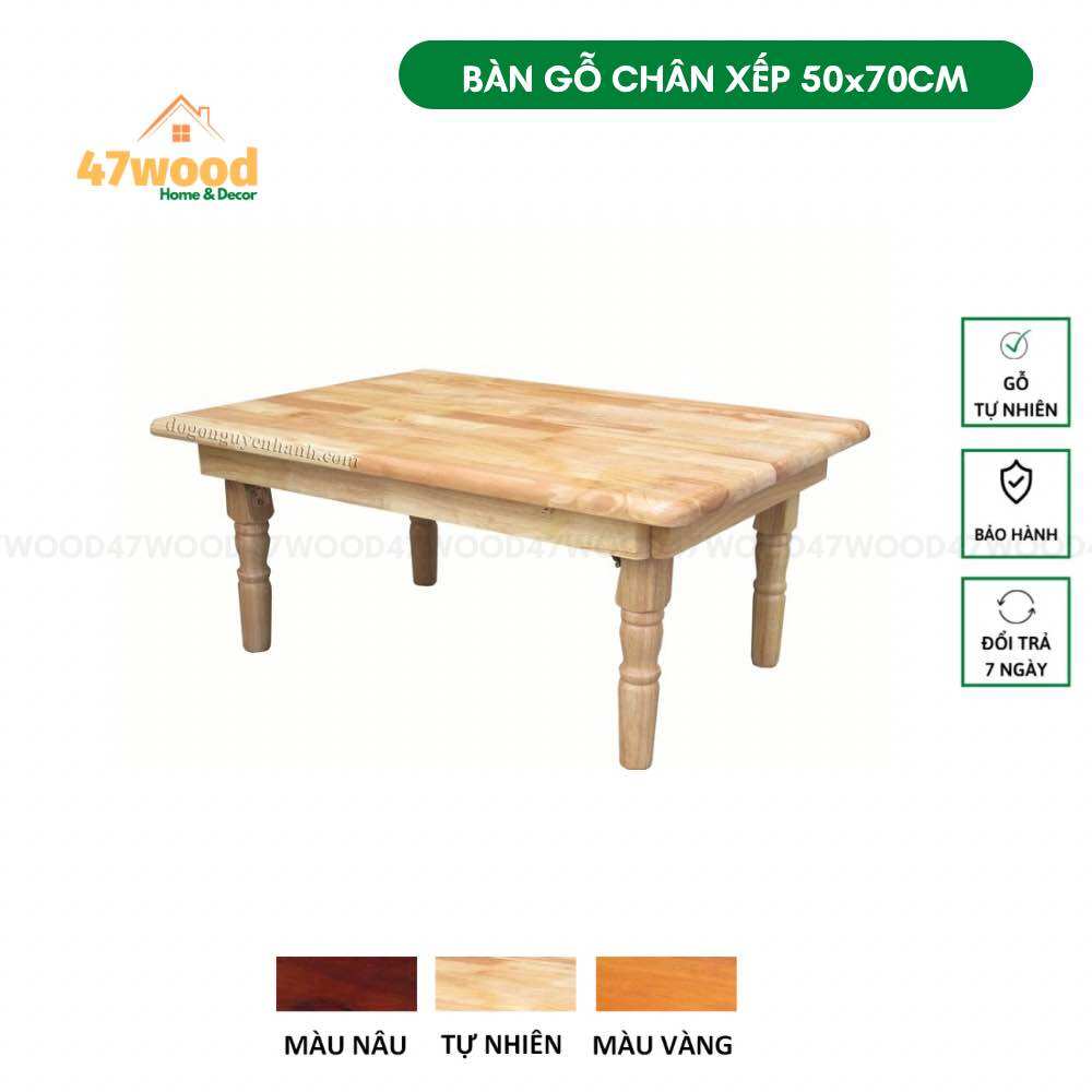 BÀN ĂN GỖ CHÂN TIỆN TRÒN 50x70CM - BÀN GỖ CHÂN XẾP GỌN 47WOOD