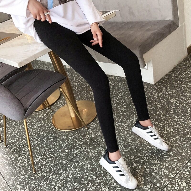 Quần legging nữ dài vải cotton co giãn có túi