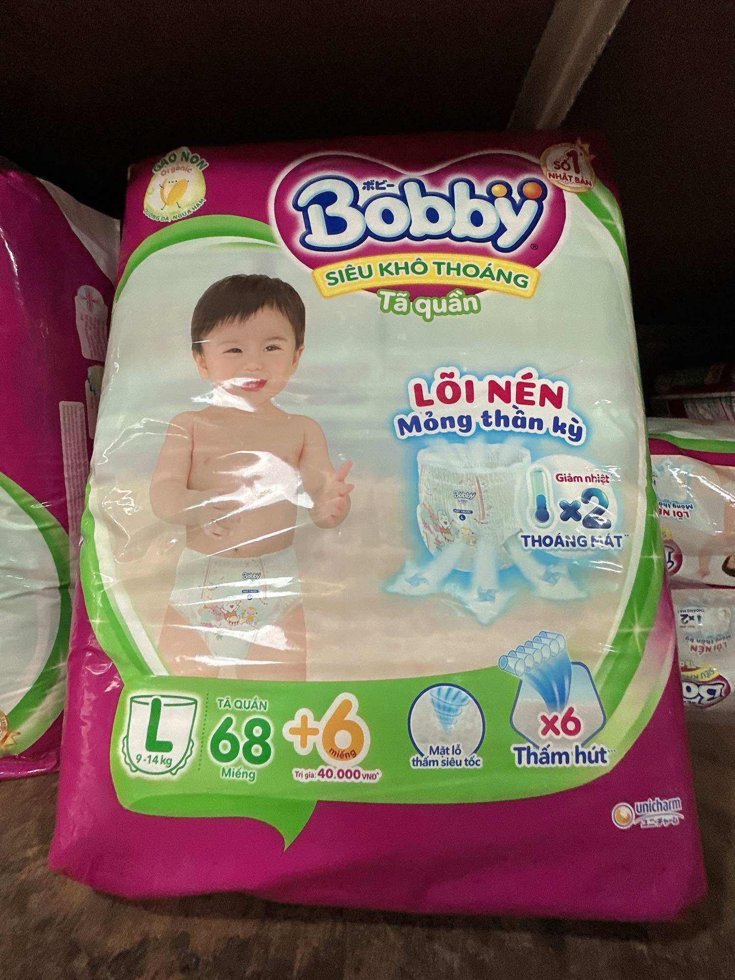 Tã quần bobby size l 68 miếng