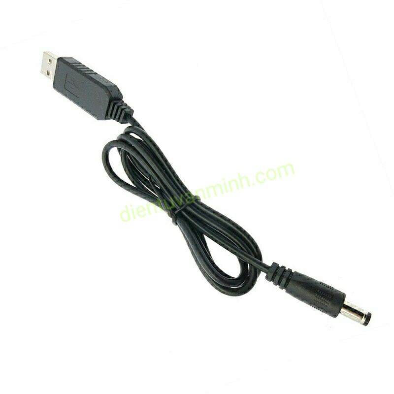 Cáp chuyển đổi nguồn usb 5v qua 12v dc 5.5x2.1mm