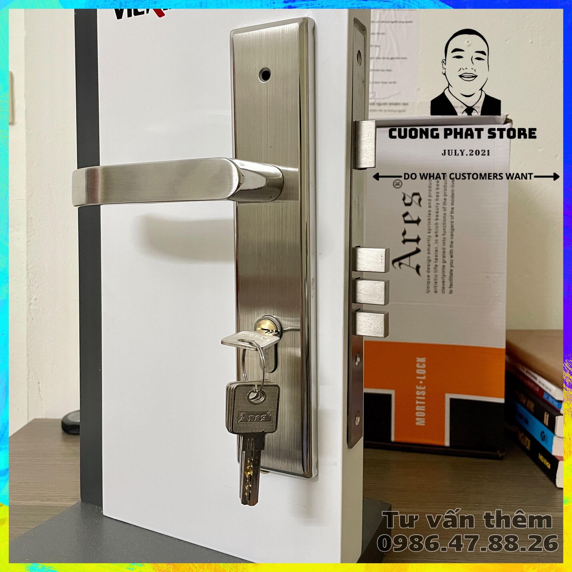 Khoá tay gạt ARES 26cm lắp cho cửa chính, cửa đại