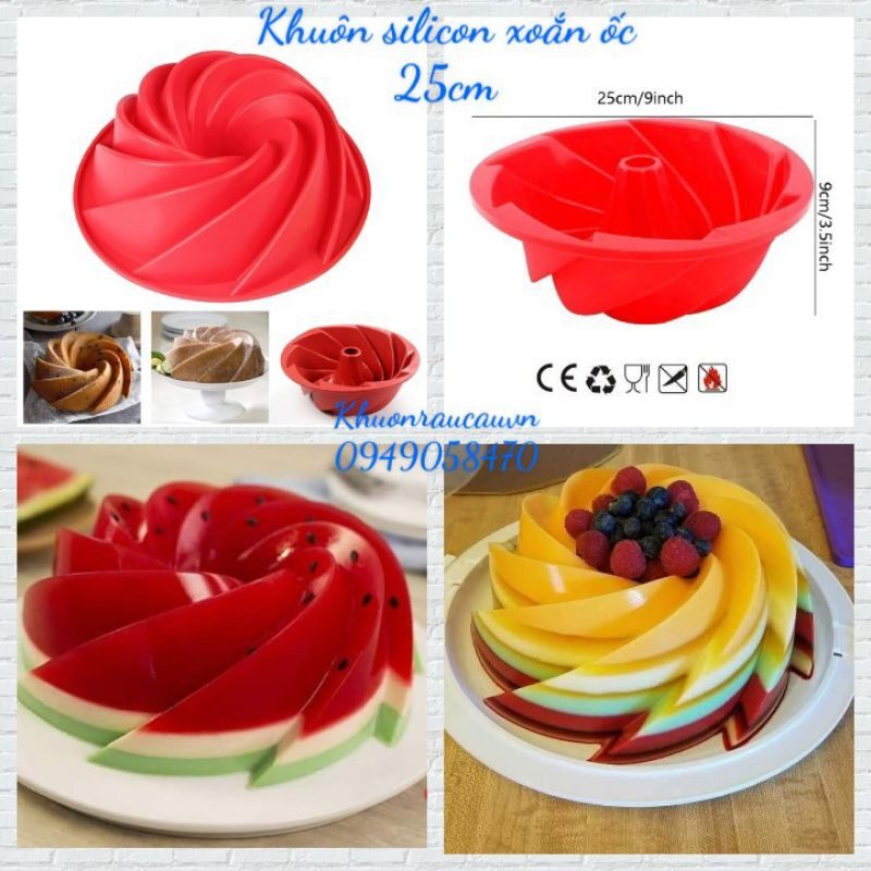 Khuôn silicon làm bánh thạch rau câu, bánh  sinh nhật, bánh chiffon  hình xoắn ốc, lốc xoáy to 18 cm, 25 cm làm bánh sinh nhật độc đáo