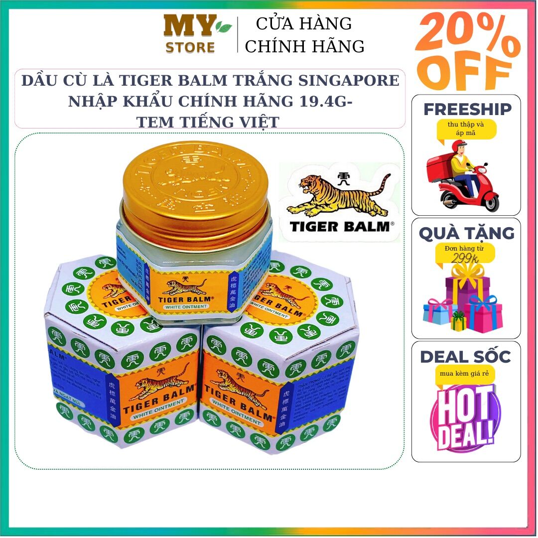 Dầu cù là con hổ tiger balm trắng nhập khẩu singapore 19.4g-tem tiếng việt