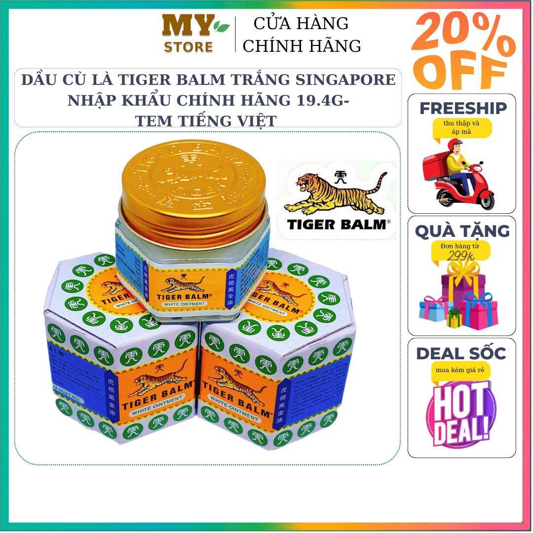 Dầu Cù Là Con Hổ Tiger Balm Trắng Nhập Khẩu Singapore 19.4g-Tem Tiếng Việt