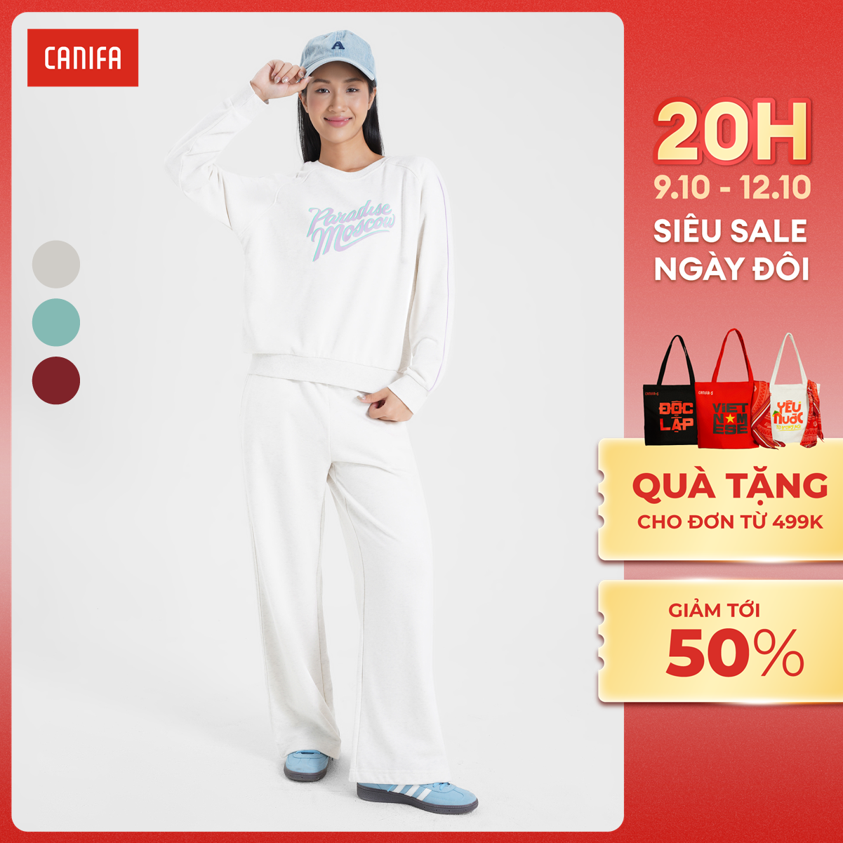[20H 9-12.10 VOUCHER TỚI 500K] Bộ quần áo nỉ nữ có hình in CANIFA 6ST24W002