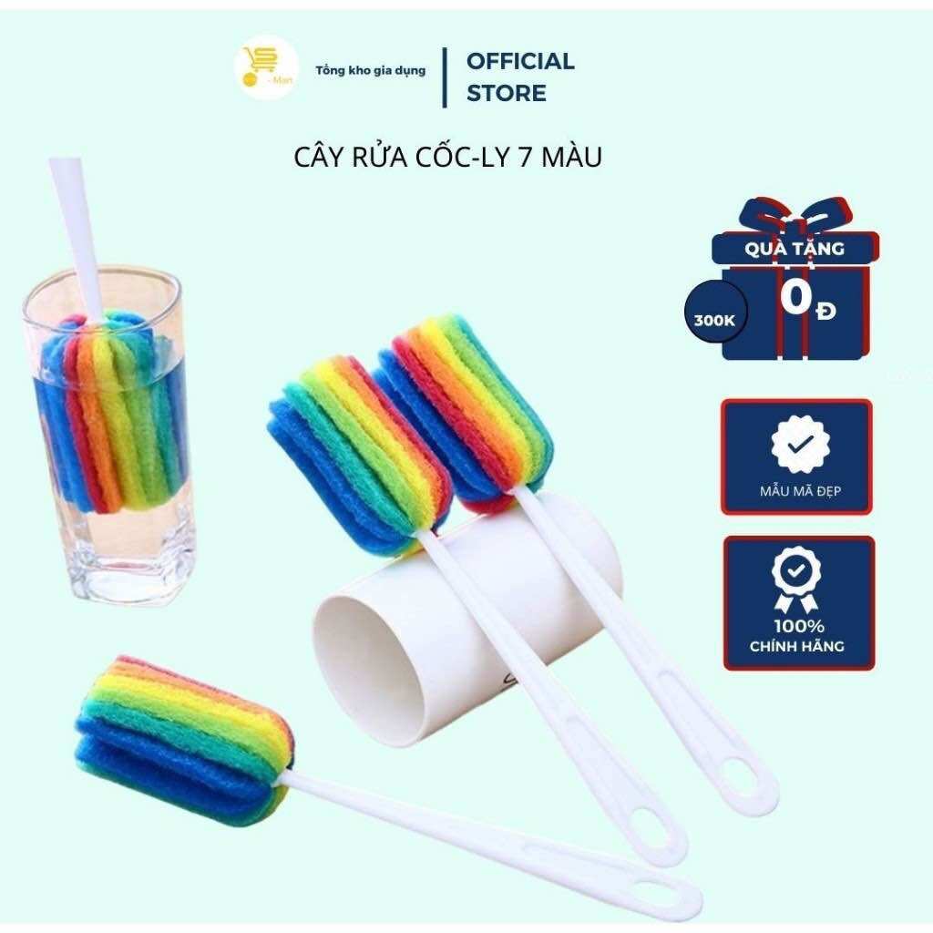 Cây Cọ Rửa Cốc/Chén/Bình Sữa, Cọ Ly Xốp 7 Màu Tiện Lợi, Vệ Sinh, An Toàn MTA-MART2