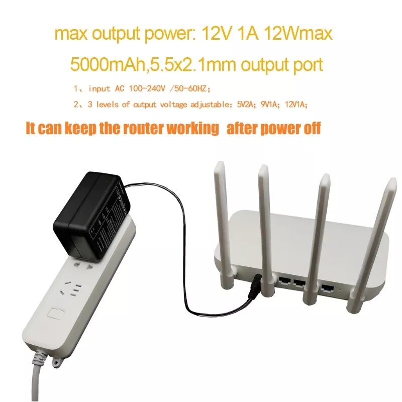 Sạc dự phòng cho Wifi thích hợp chuyển nguồn 220V ra 5V 9V 12V UPS mini
