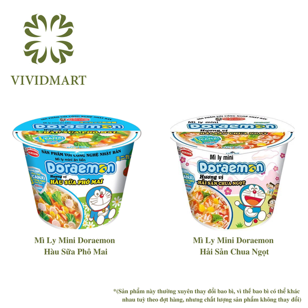 - acecook - mì ly mini doraemon 2 vị: hải sản chua ngọt, hàu sữa phô mai - mì ly trẻ em - mì doremon bổ sung canxi